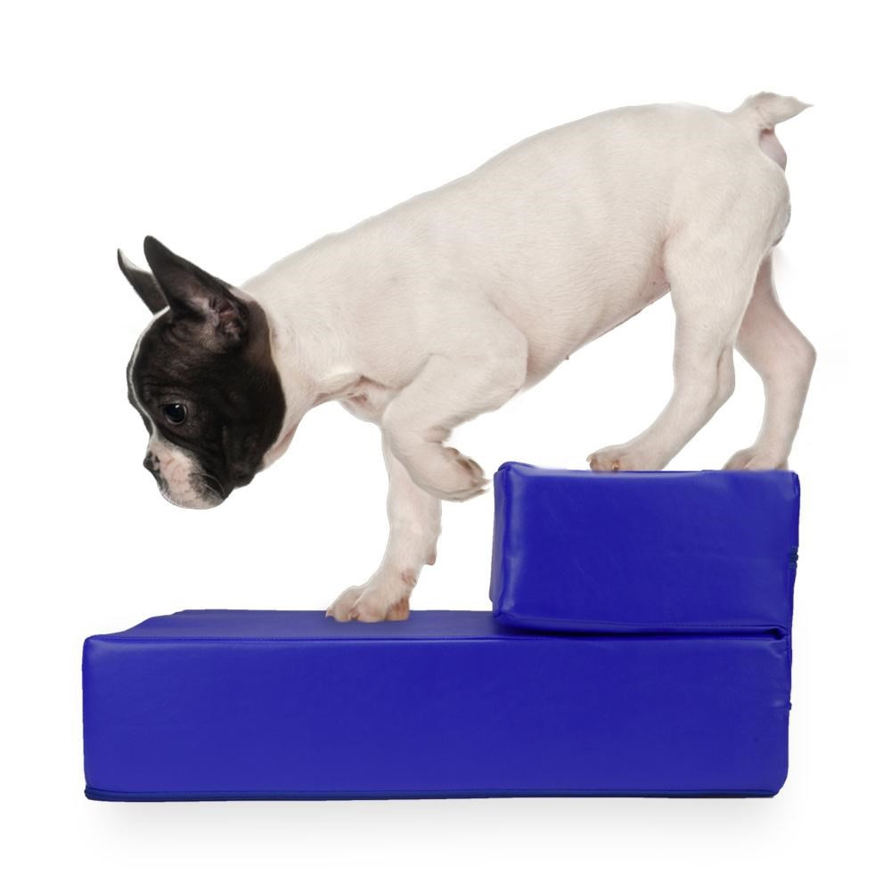 Blue Leather Folding Pet Stairs