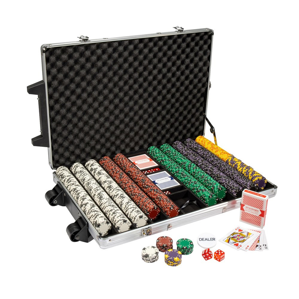 1000ct Rolling Aluminum Case Ace King Suited Poker Chip Set