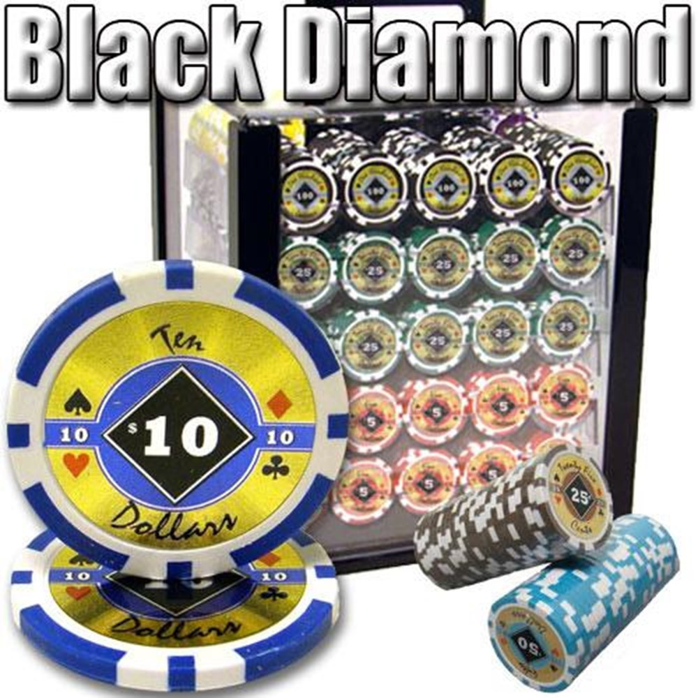 1000ct black diamond chip set with arylic case