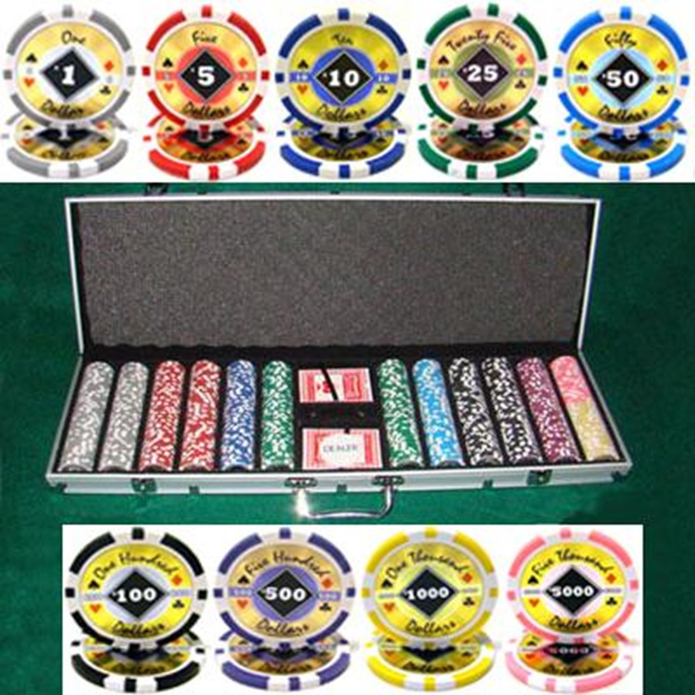 600 Ct. Black Diamond Poker Chip 14 gram - 9 denominations