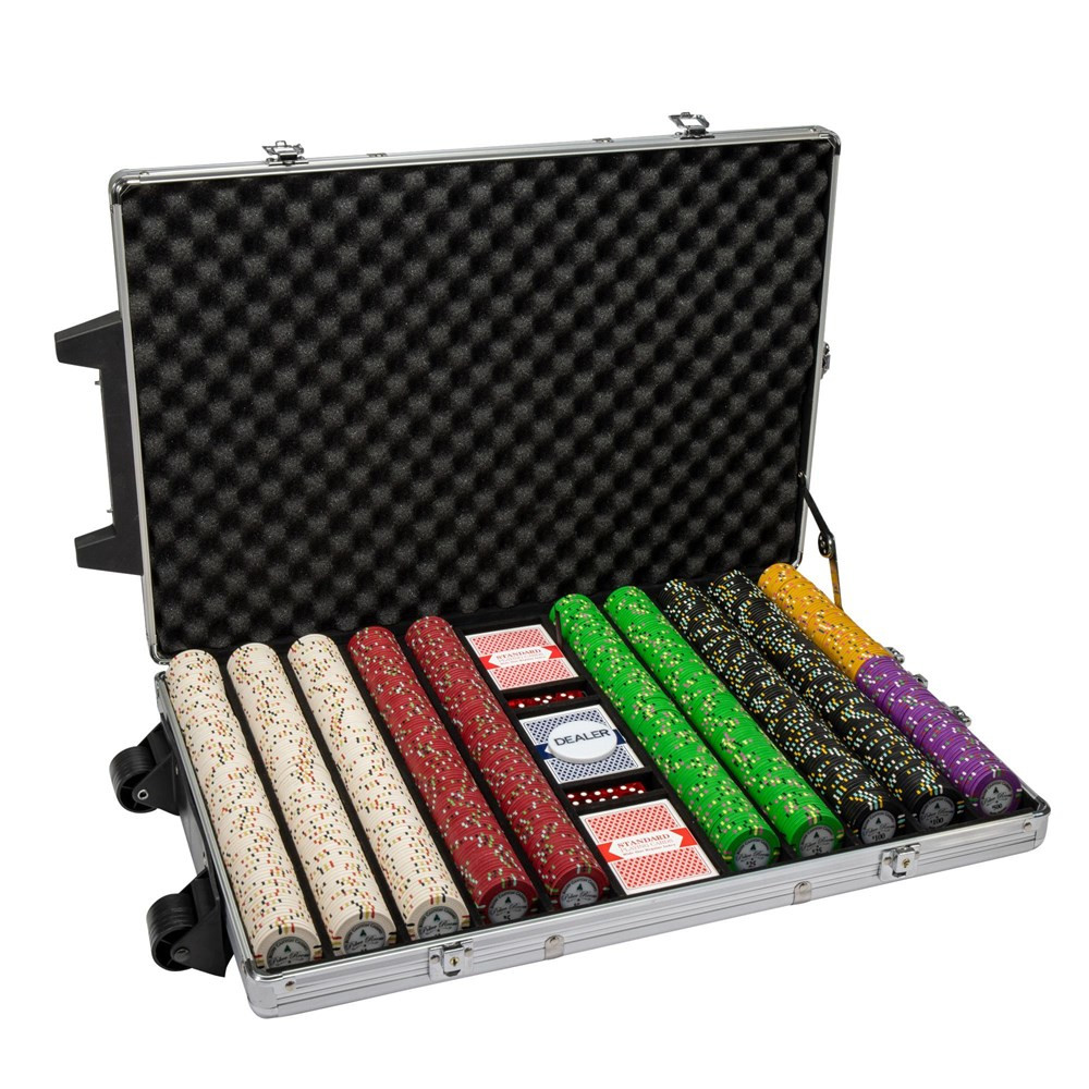 Pre-Packaged 1000Ct Claysmith Gaming "Bluff Canyon" 13.5 Gram Clay Composite Chip Set in Rolling Aluminum Case