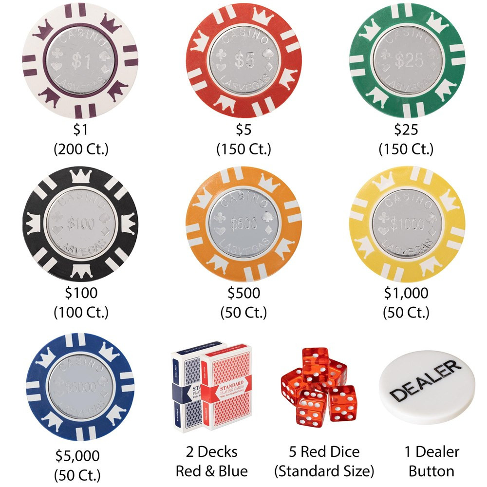 750 Ct Coin Inlay Poker Chips Set 15 Gram WPT 15g Metal