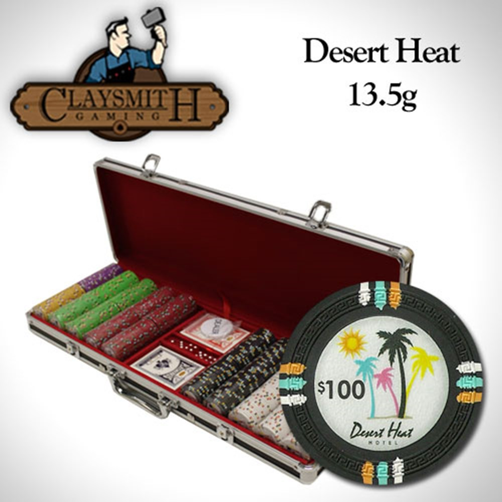 500 Ct Claysmith Gaming "Desert Heat" 13.5 Gram Clay Composite Chip Set in Black Aluminum Case