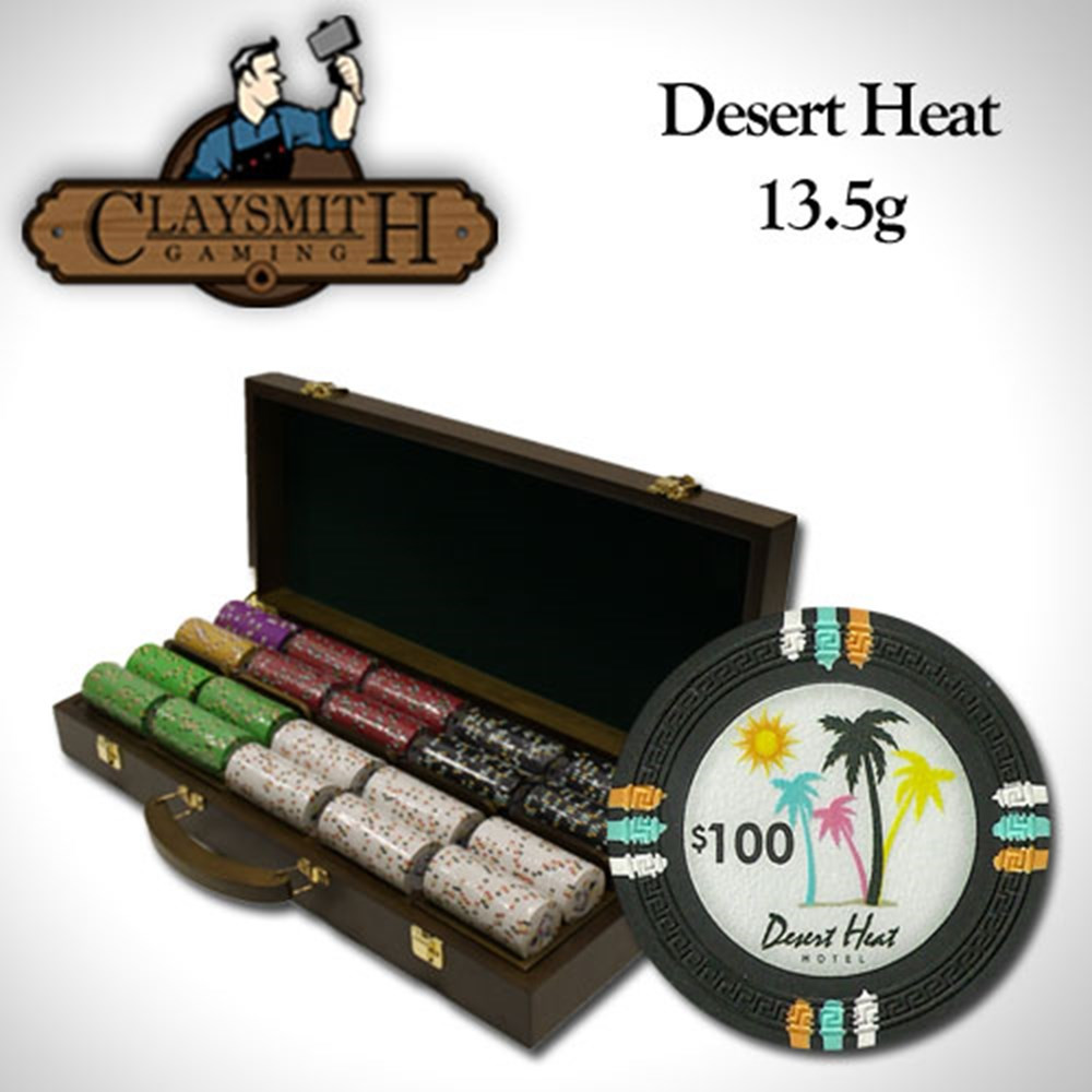 500Ct Claysmith "Desert Heat" Chip Set in Walnut Case