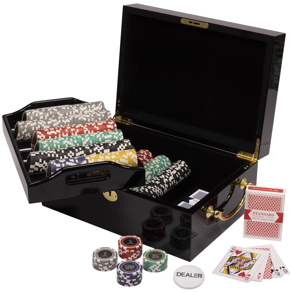 500 Ct Eclipse 14 Gram Poker Chip Set w/ Mahogany Wooden Case