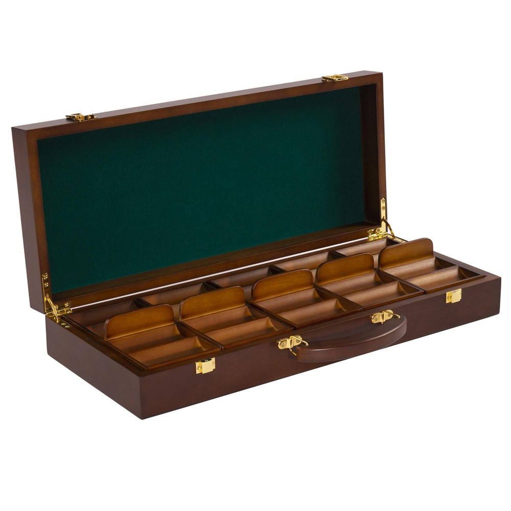 500 Ct King's Casino 14 Gram Poker Chip Set w/ Walnut Wooden Case
