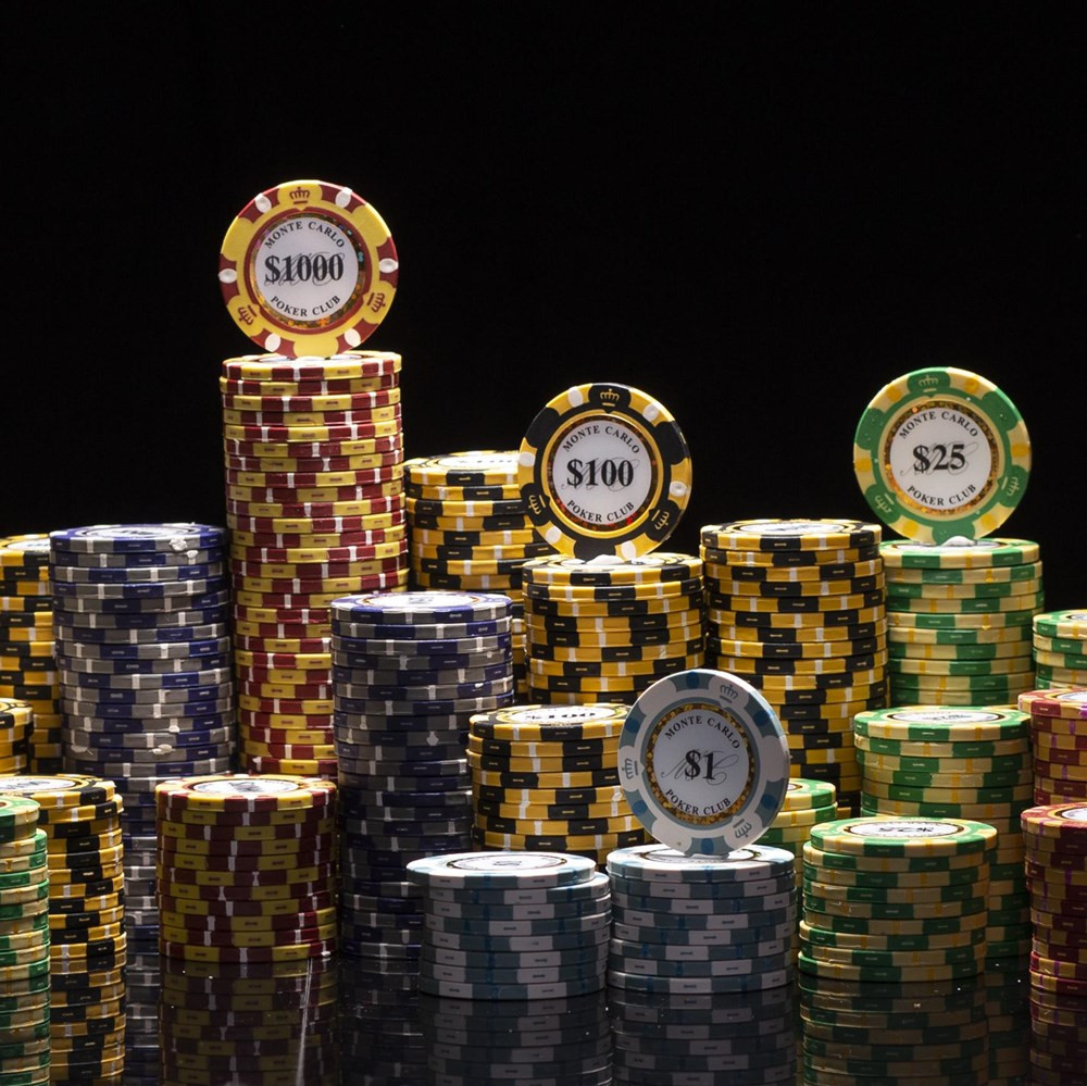 200 Ct Monte Carlo 14 Gram Poker Chip Set w/ Acrylic Tray Case