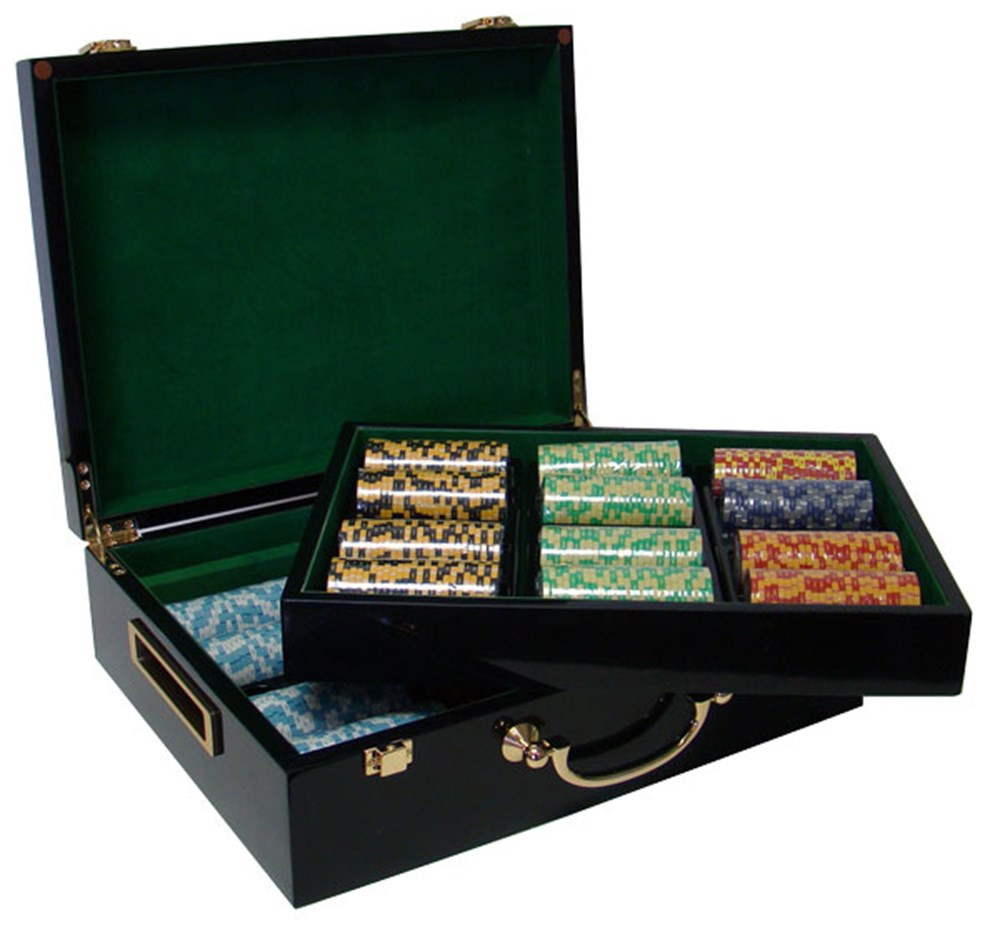 Pre-Pack - 500 Ct Monte Carlo Chip Set Hi Gloss Wooden Case