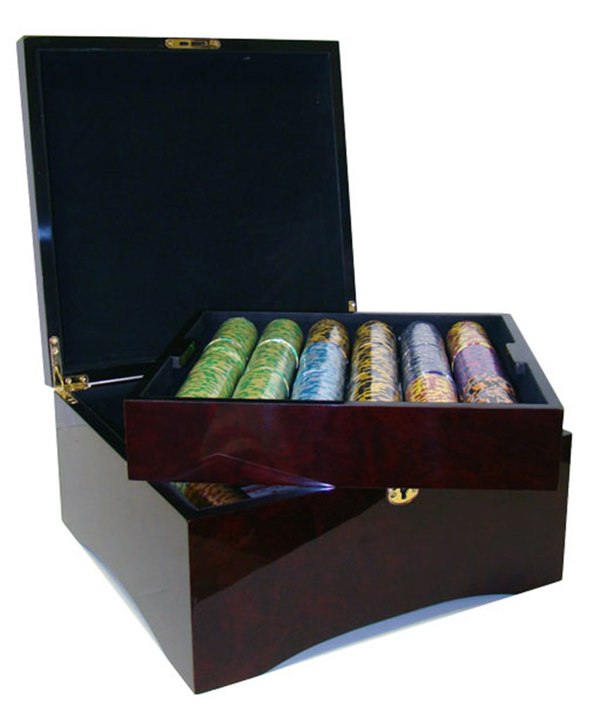 Pre-Pack - 750 Ct Monte Carlo Chip Set Mahogany Case