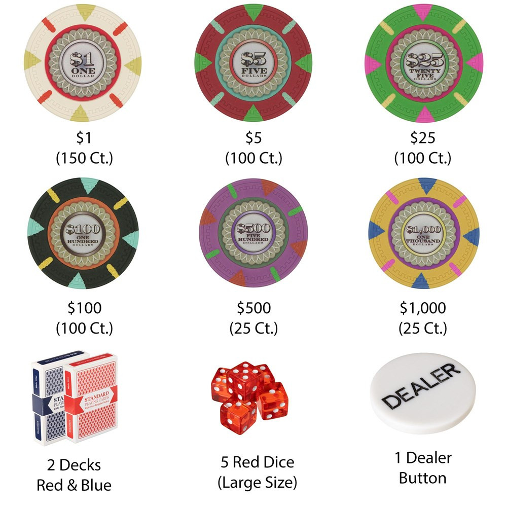 500Ct 13.5g 'The Mint' Poker Chip Set in Walnut Case by Claysmith Gaming