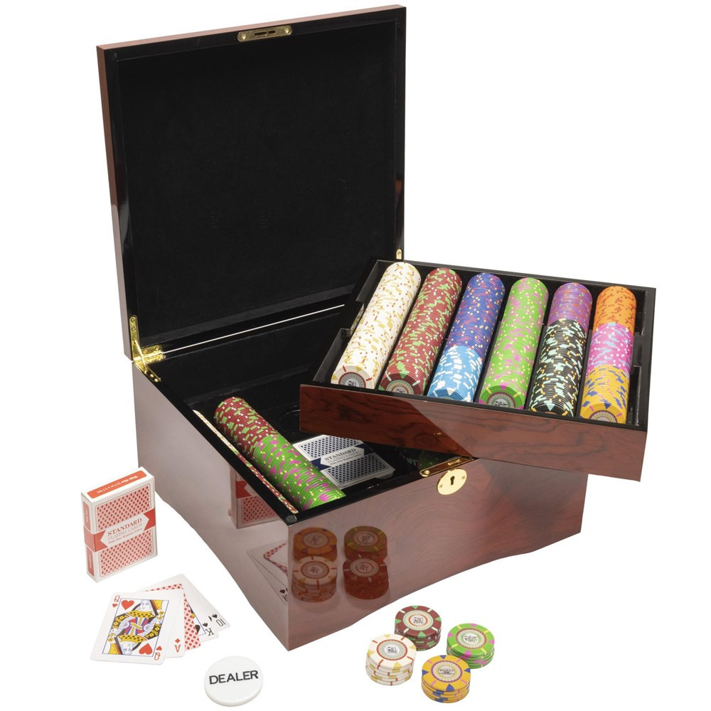 750Ct 13.5g 'The Mint' Poker Chip Set in Mahogany by Claysmith Gaming