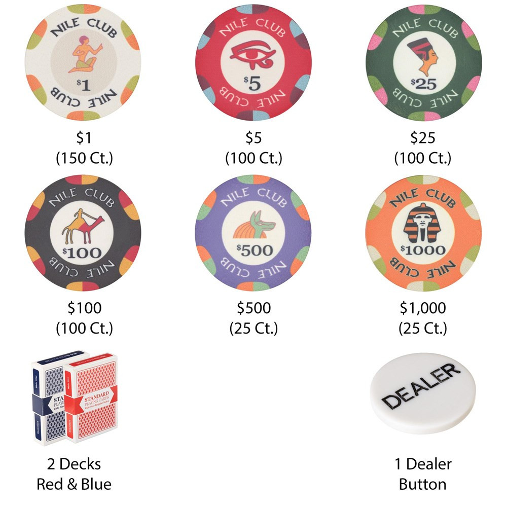 500 Ct Nile Club 10 Gram Poker Chip Set w/ Hi Gloss Case