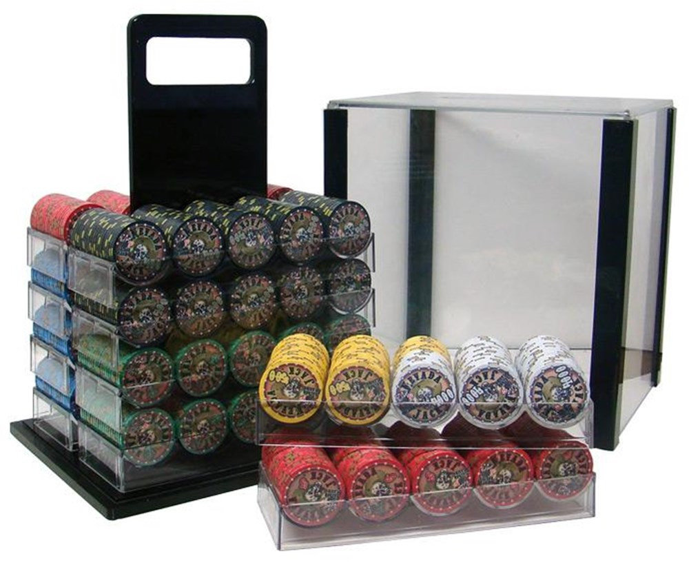 1000 Ct Nevada Jack 10 Gram Ceramic Poker Chip Set w/ Acrylic Case