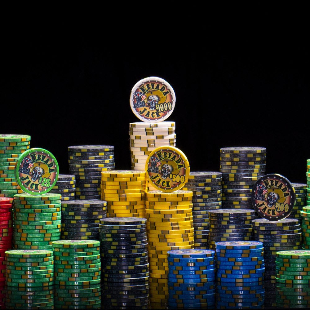 500 Ct Nevada Jack Ceramic Poker Chip Set Mahogany Case