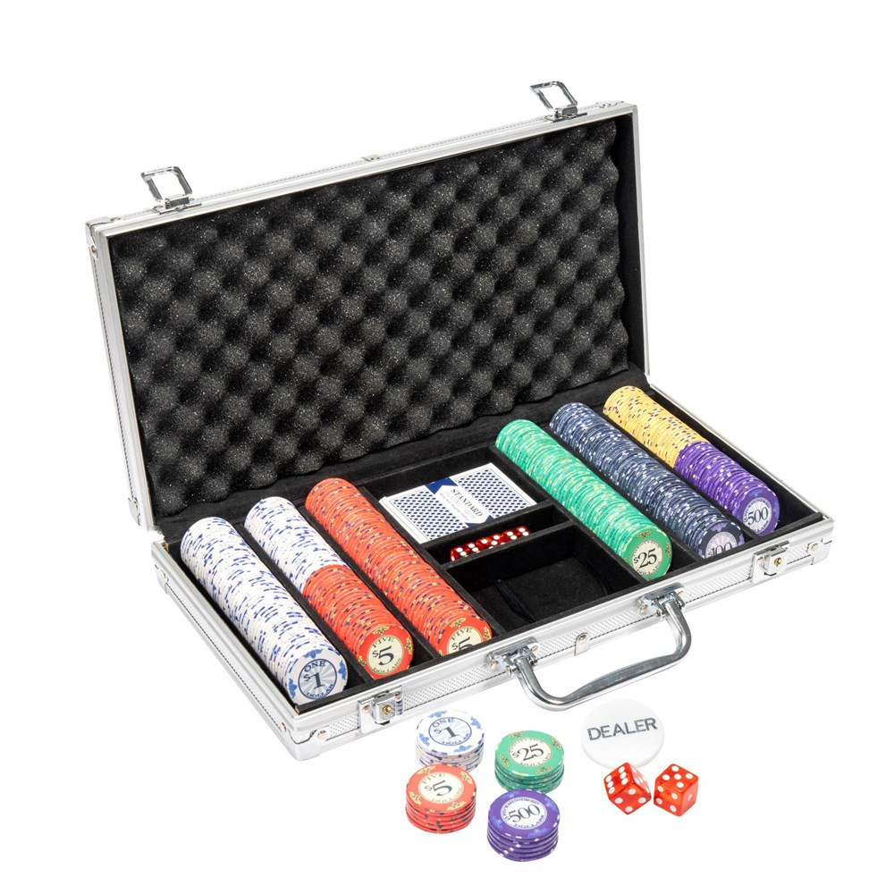 300 Aluminum Case Scroll Ceramic Poker Chip Set