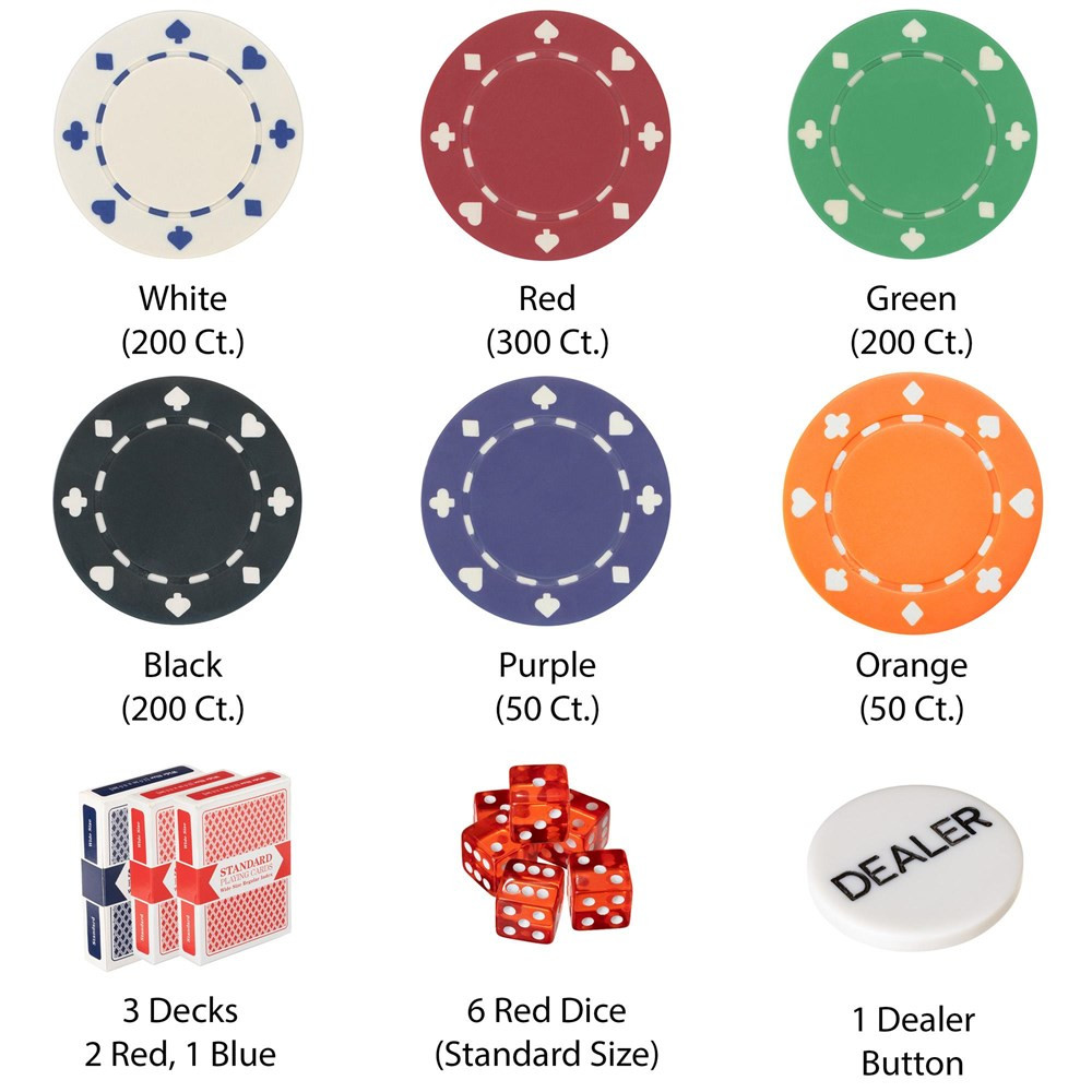 1000 Ct Suited 11.5 Gram Poker Chip Set w/ Rolling Aluminum Case
