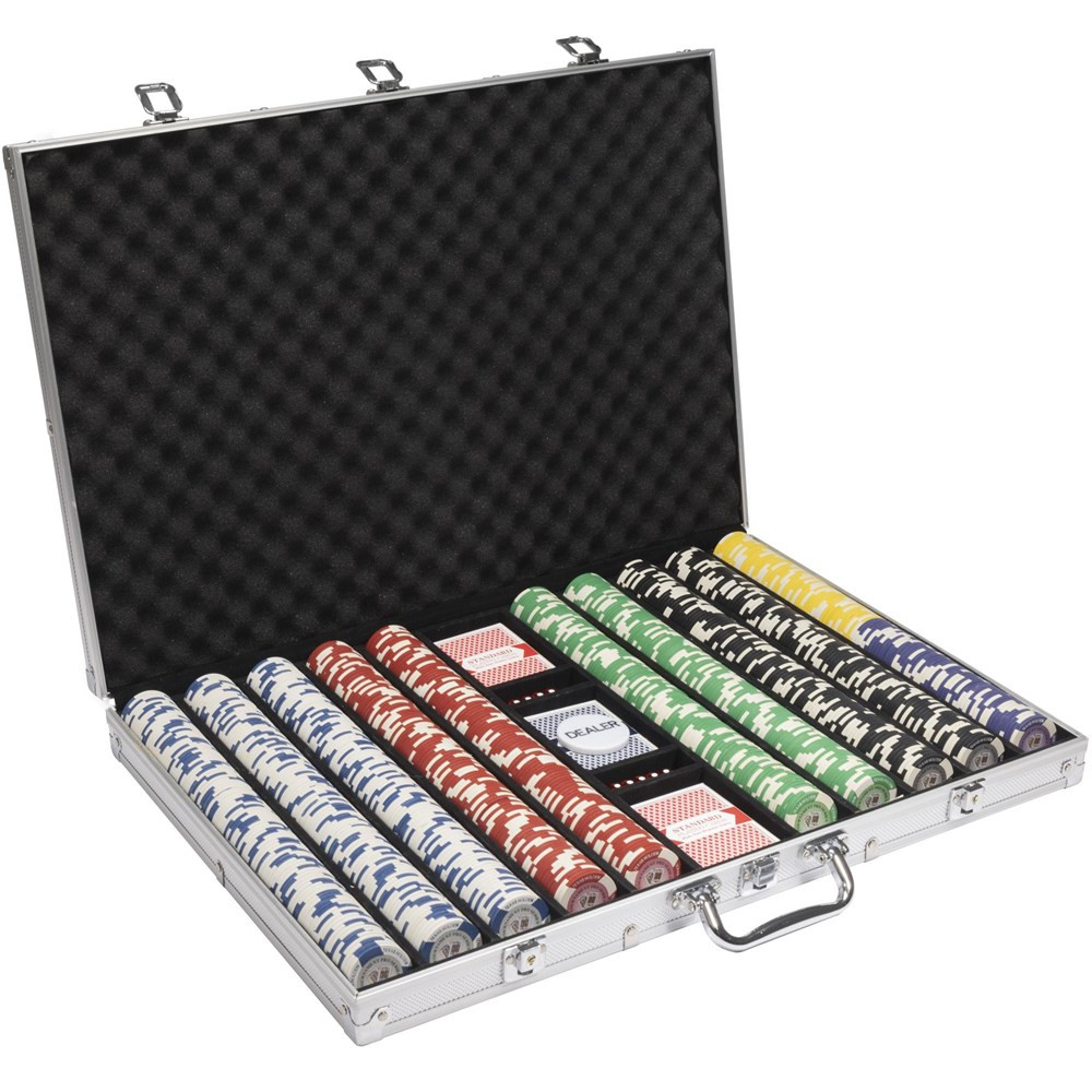 1000 Ct Tournament Pro 11.5 Gram Poker Chip Set w/ Aluminum Case