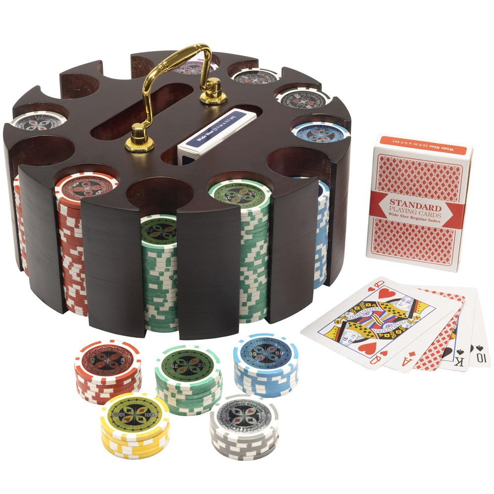 300 Ct Ultimate 14 Gram Poker Chip Set w/ Wooden Carousel