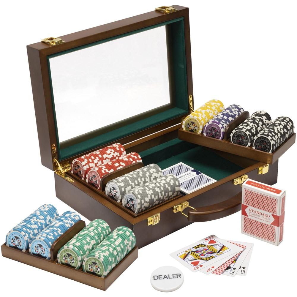300 Ct Ultimate Walnut Wooden Case Poker Chip Set