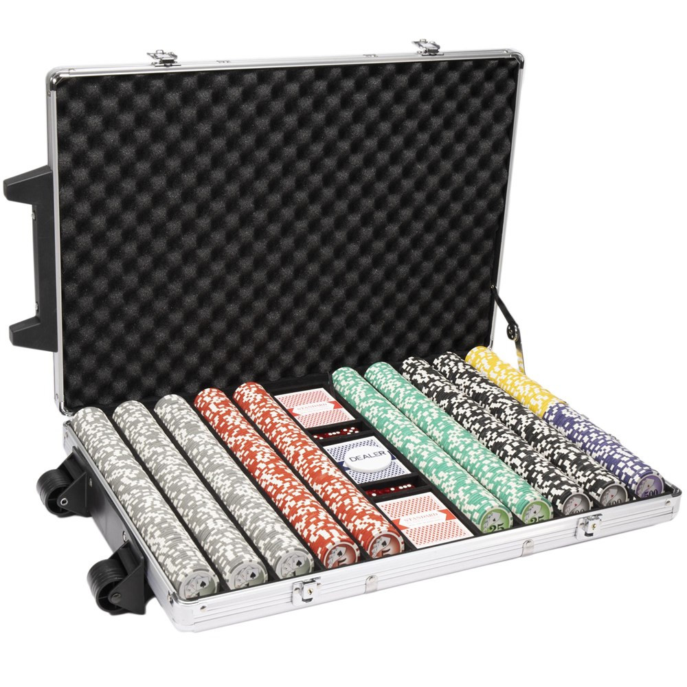 1000 Ct Yin Yang 14 gram Poker Chip Set in Rolling Aluminum Case