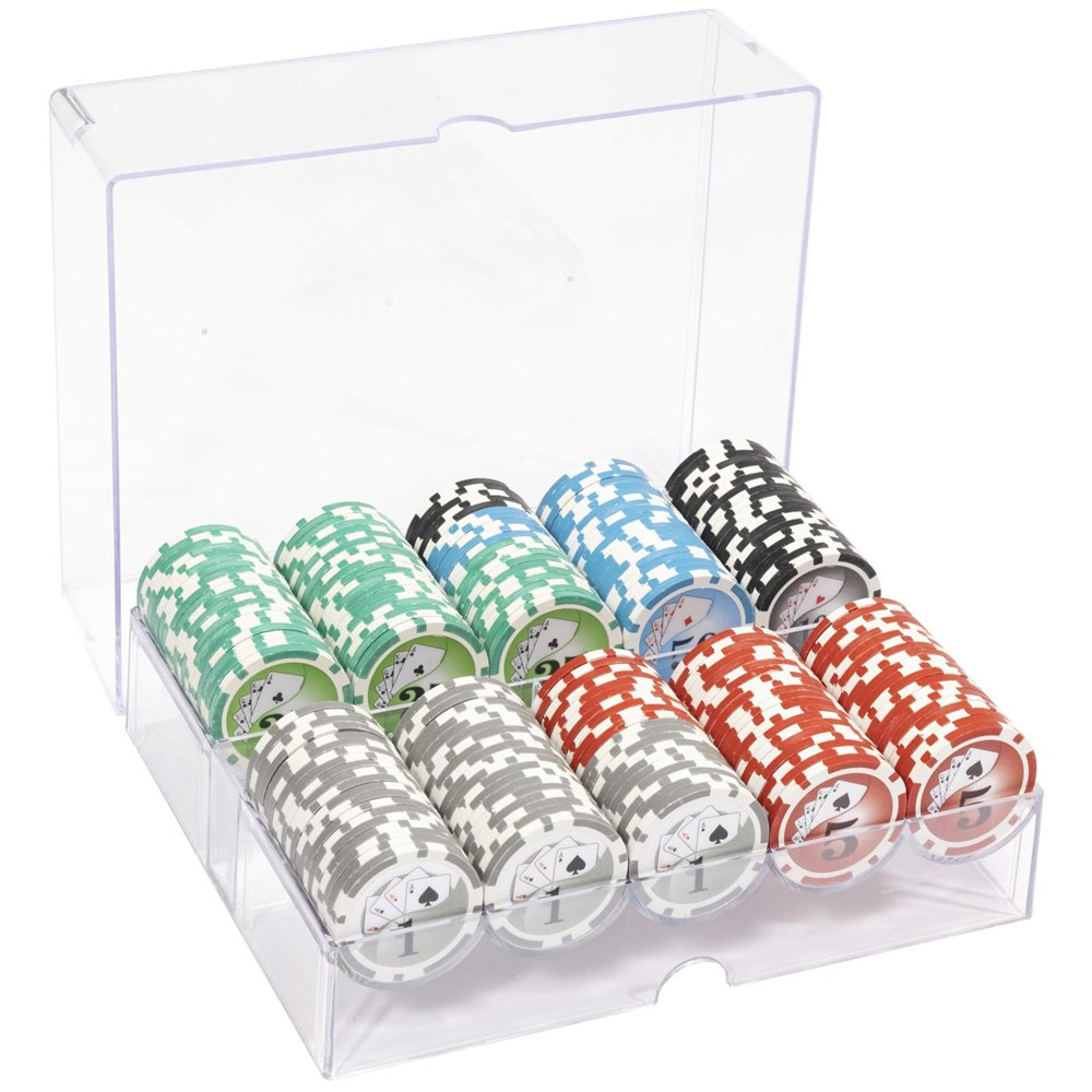 200 Ct 13.5 gram Yin Yang Poker Chips & Acrylic Tray