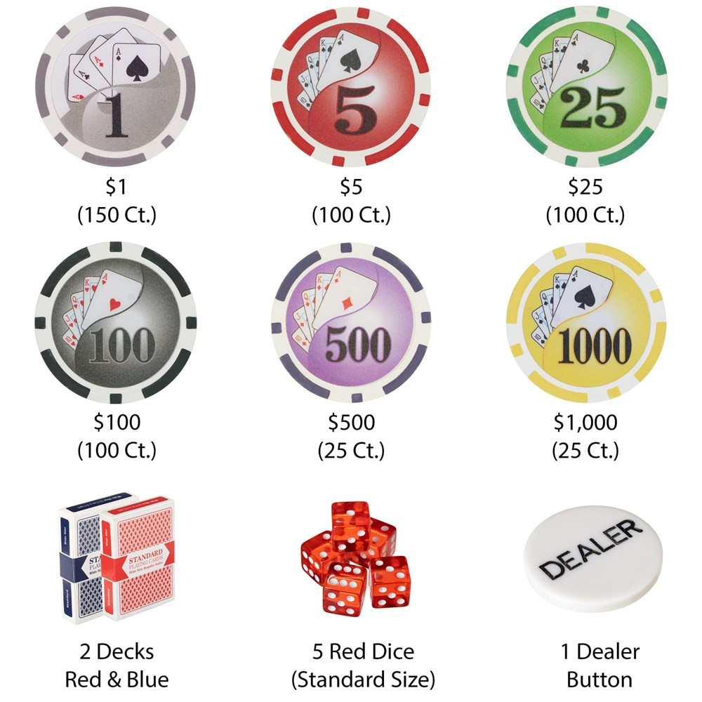 500 Ct Yin Yang Clay Poker Chip Set w/ Alum Case & Free Book