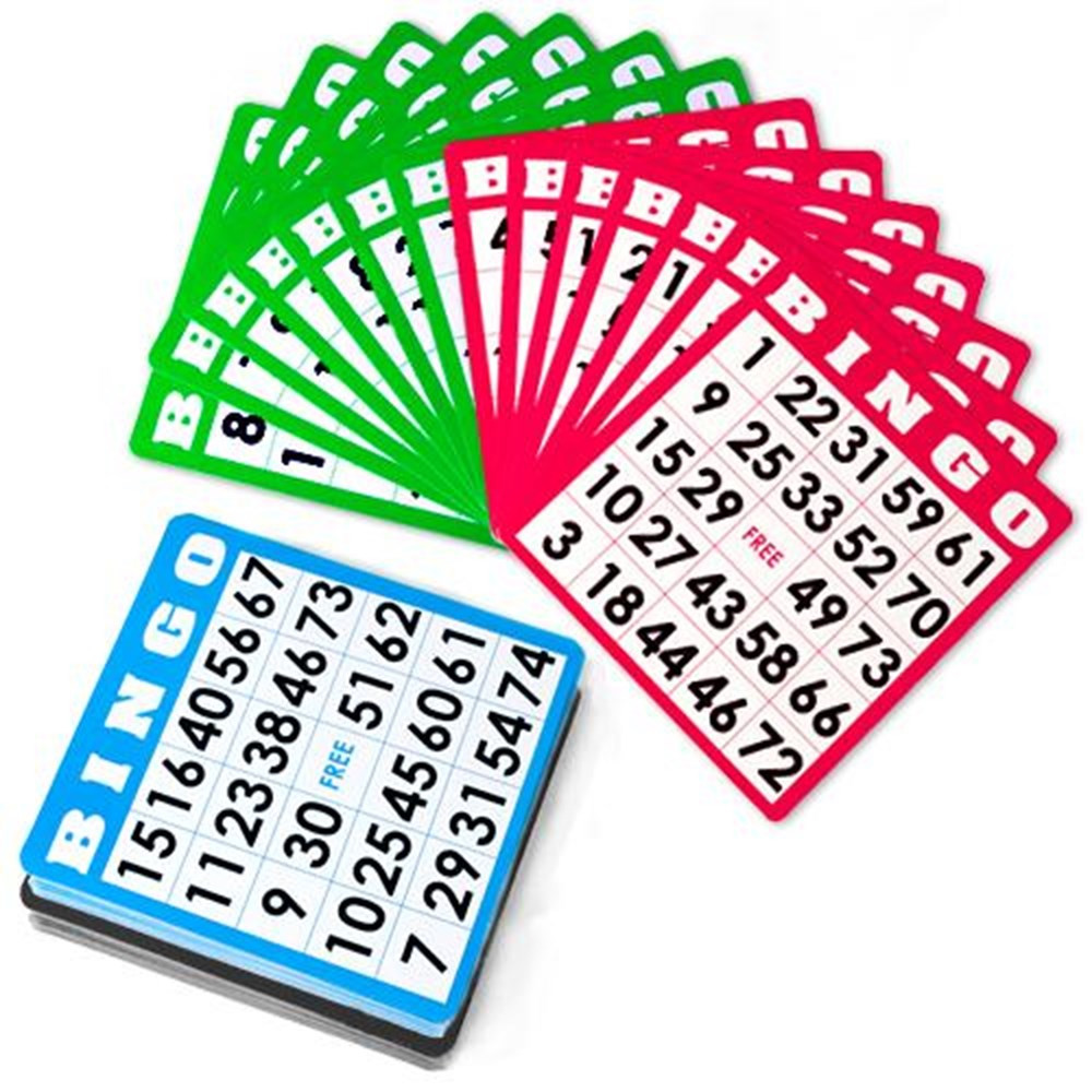 100 Pack of Bingo Cards (Four Different Colors)