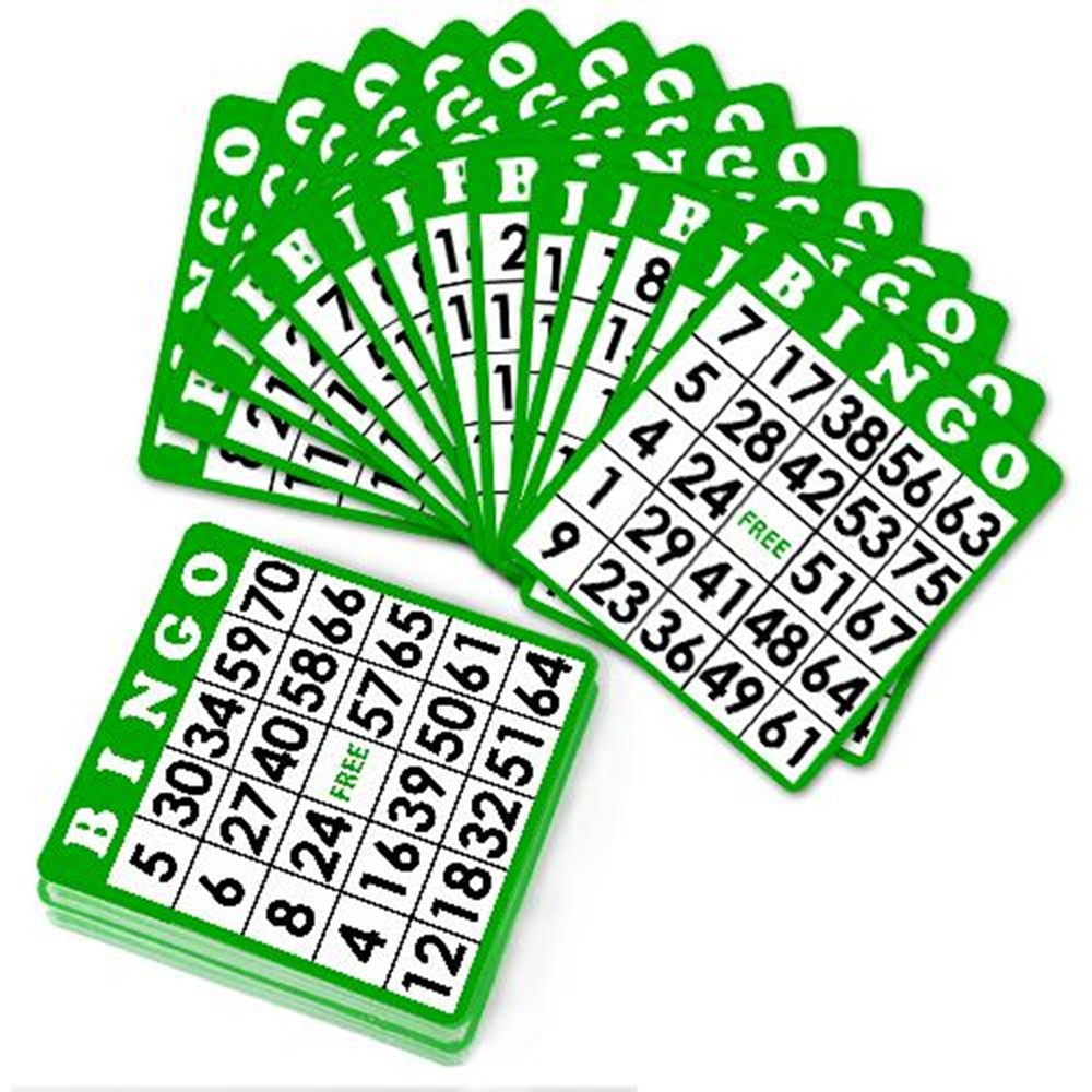 100 Pack of Green Bingo Cards with Jumbo Numbers