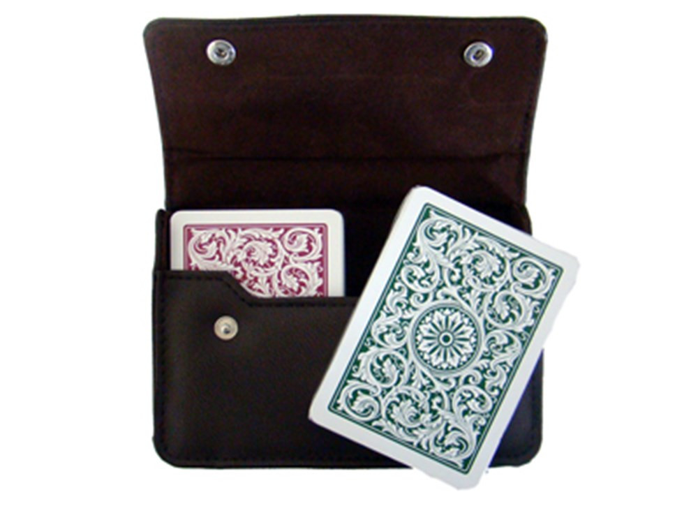 Copag Plastic Cards Lthr Case Green/Burgundy Poker/Regular