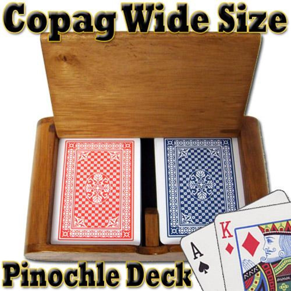 Copag 100% Plastic Playing Cards Pinochle Set in Wooden Case