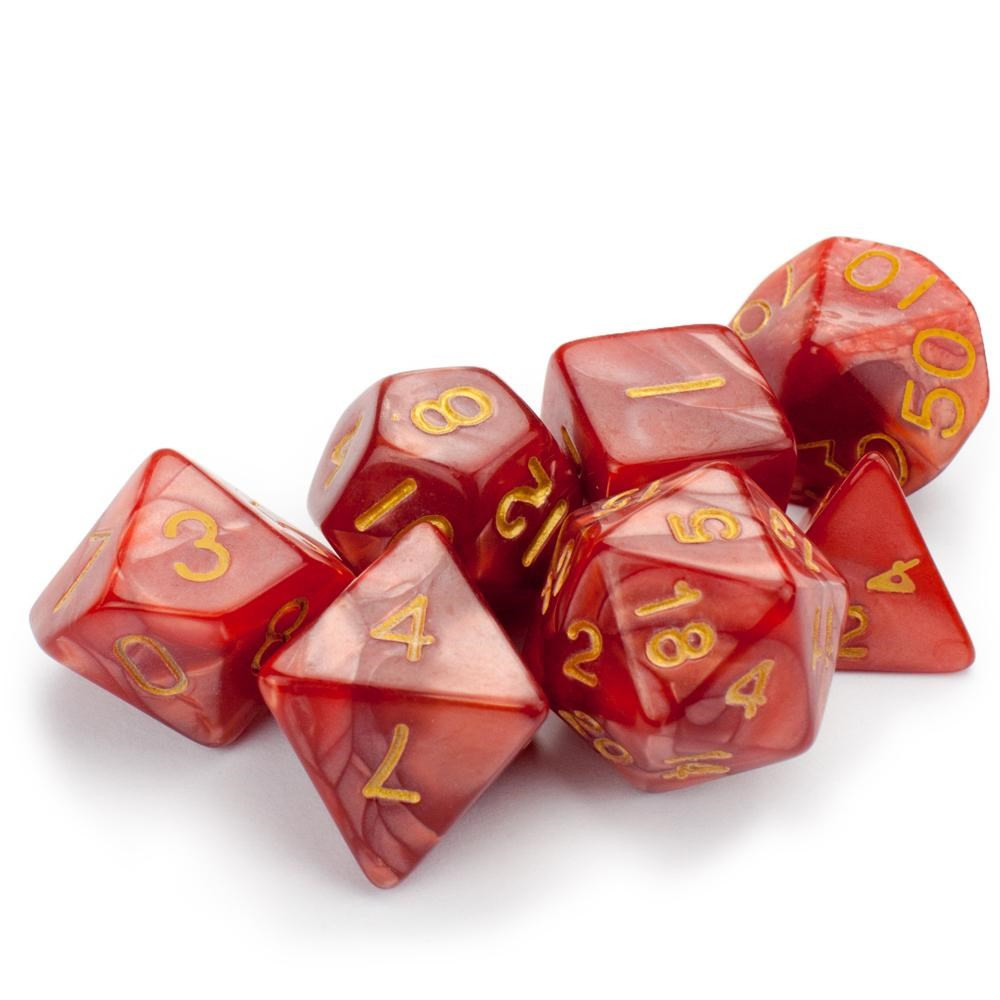 7 Die Polyhedral Set in Velvet Pouch, Dragon Scales