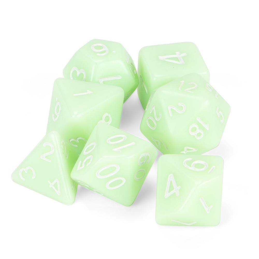 Set of 7 Polyhedral Dice, Ghost Jade