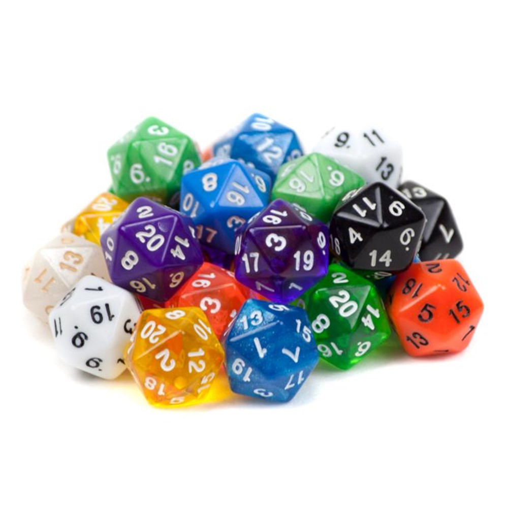 25 Pack of Random D20 Polyhedral Dice in Multiple Colors