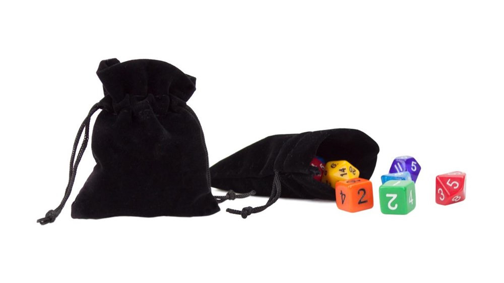 Medium 3in x 4in Plain Black Velour Pouch with Drawstring