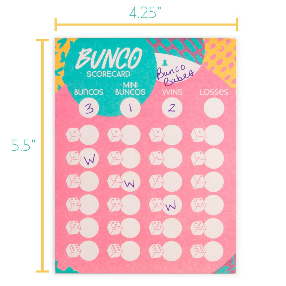 Bunco Scorecards Refill, 75 Scorecards, 25 Table Tallies