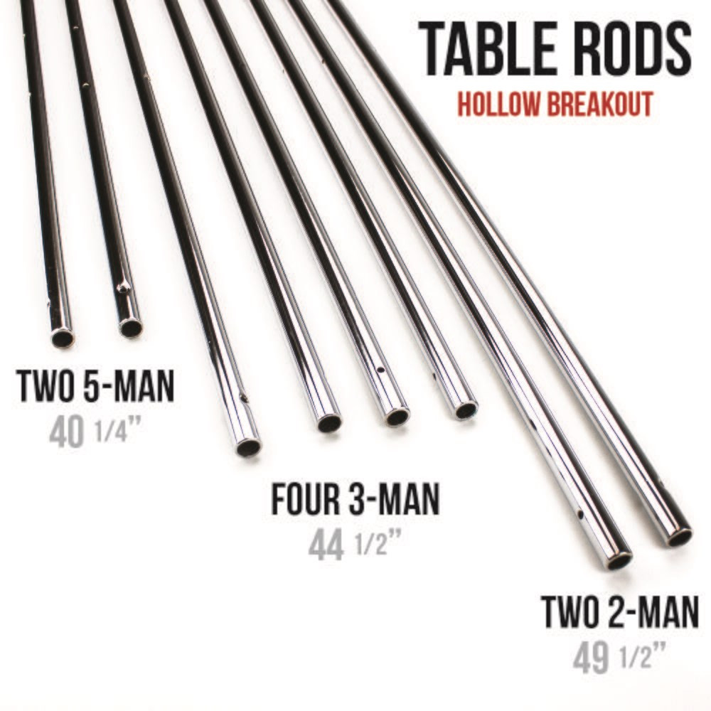 Set of 8 Hollow 5/8" Steel Rods for Standard Foosball Tables