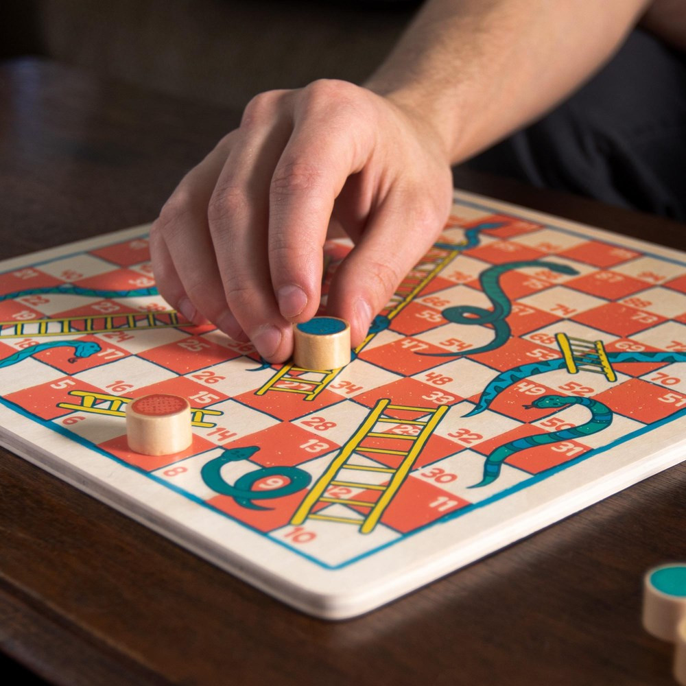 Ludo & Snakes & Ladders 2-in-1 Wooden Board Game