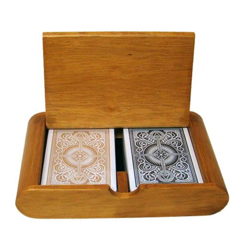 Kem Arrow Black/Gold Narrow Regular 100% Plastic Playing Cards in Wooden Box