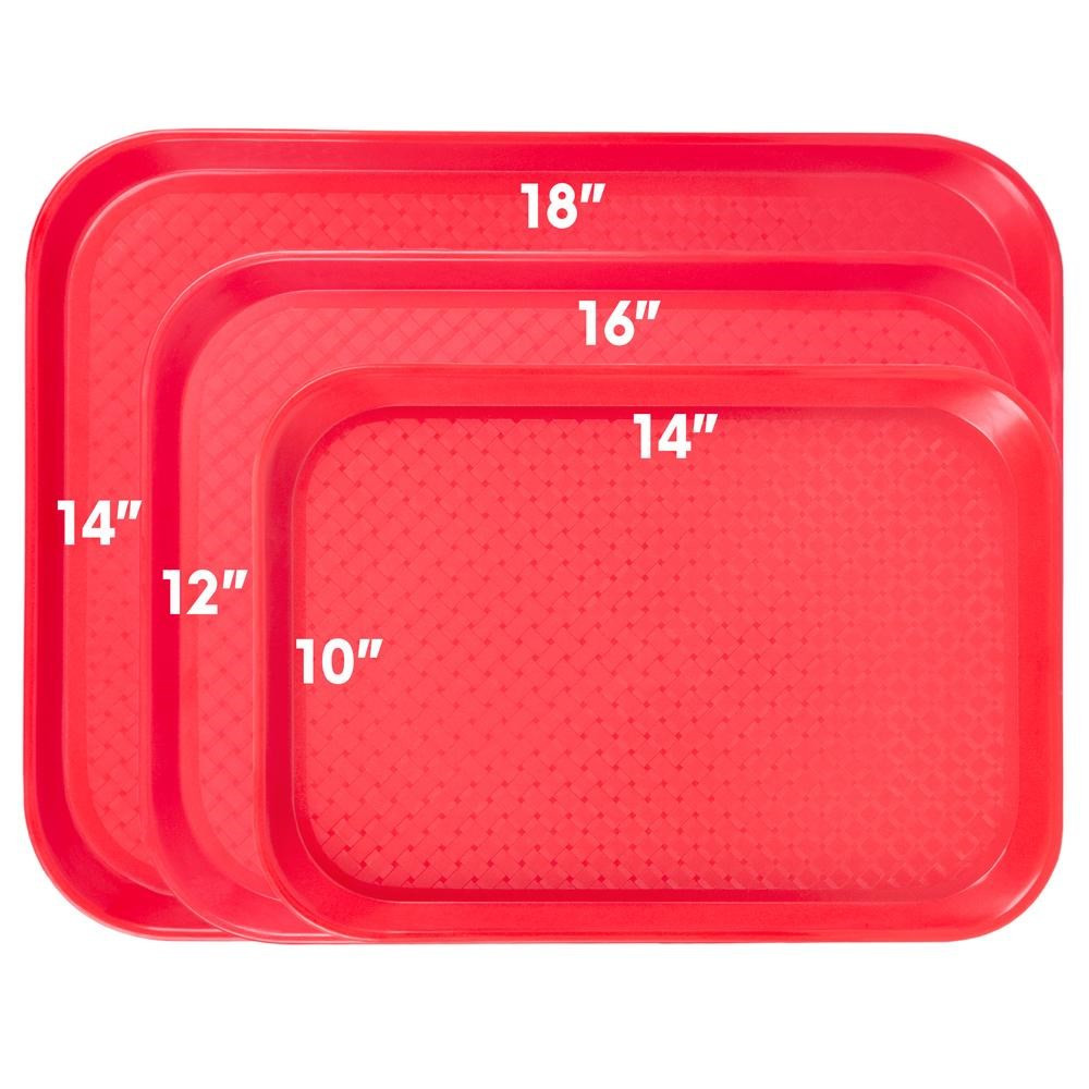 8 Pack Plastic Nonslip Serving Tray for Cafeteria, School Lunch, Fast Food,  Restaurant, Black (12 x 16 In)