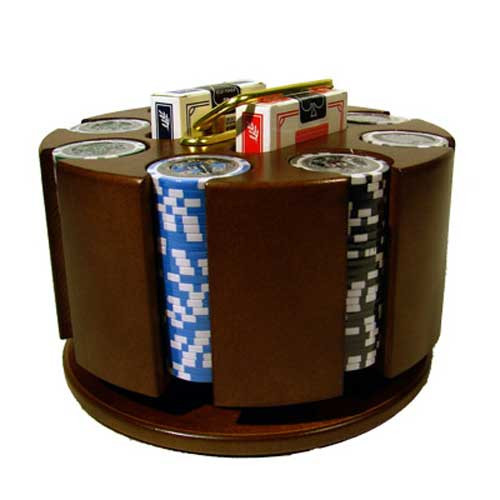 Ace Casino 14 Gram 200pc Poker Chip Set w/Wooden Carousel