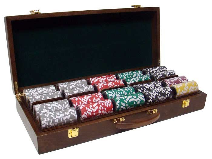 Ace Casino 14 Gram 500pc Poker Chip Set w/Walnut Case