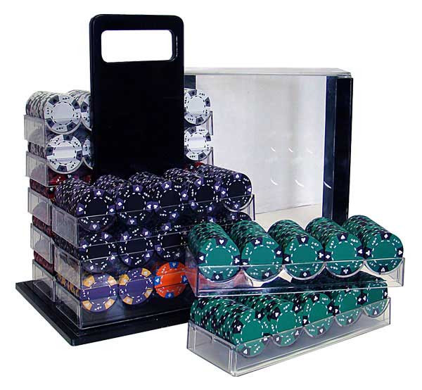 Ace King Suited 1000pc Poker Chip Set w/Acrylic Case