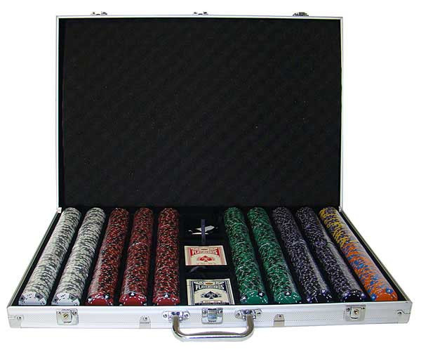 Ace King Suited 1000pc Poker Chip Set w/Aluminum Case