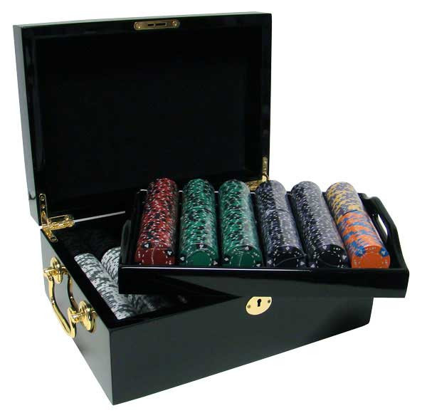 Ace King Suited 500pc Poker Chip Set w/Mahogany Case