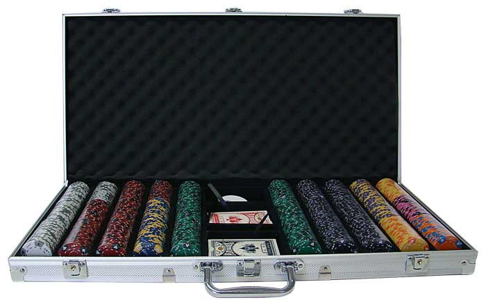 Ace King Suited 750pc Poker Chip Set w/Aluminum Case