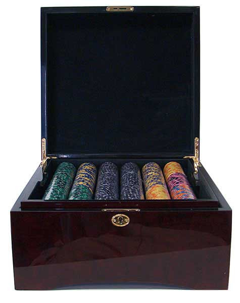 Ace King Suited 750pc Poker Chip Set w/Mahogany Case