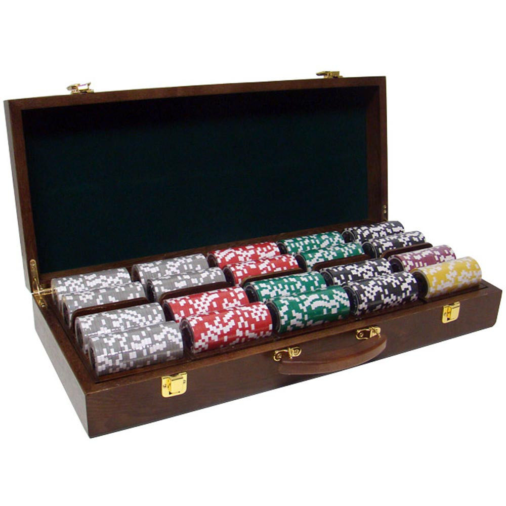 Black Diamond 14 Gram 500pc Poker Chip Set w/Walnut Casel