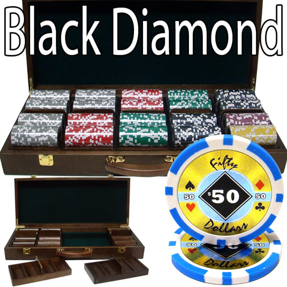 Black Diamond 14 Gram 500pc Poker Chip Set w/Walnut Casel