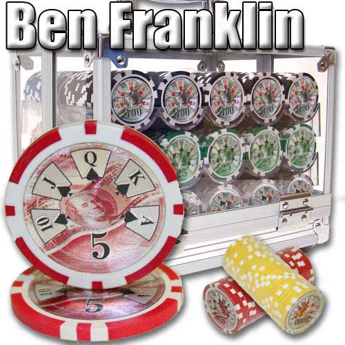 Ben Franklin 14 Gram 600pc Poker Chip Set w/Acrylic Case
