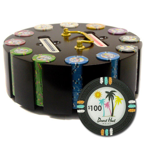 Desert Heat 300pc Poker Chip Set w/Wooden Carousel